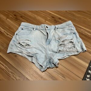 Blackheart Blue Jean Shorts Heavily Distressed Denim Size 13